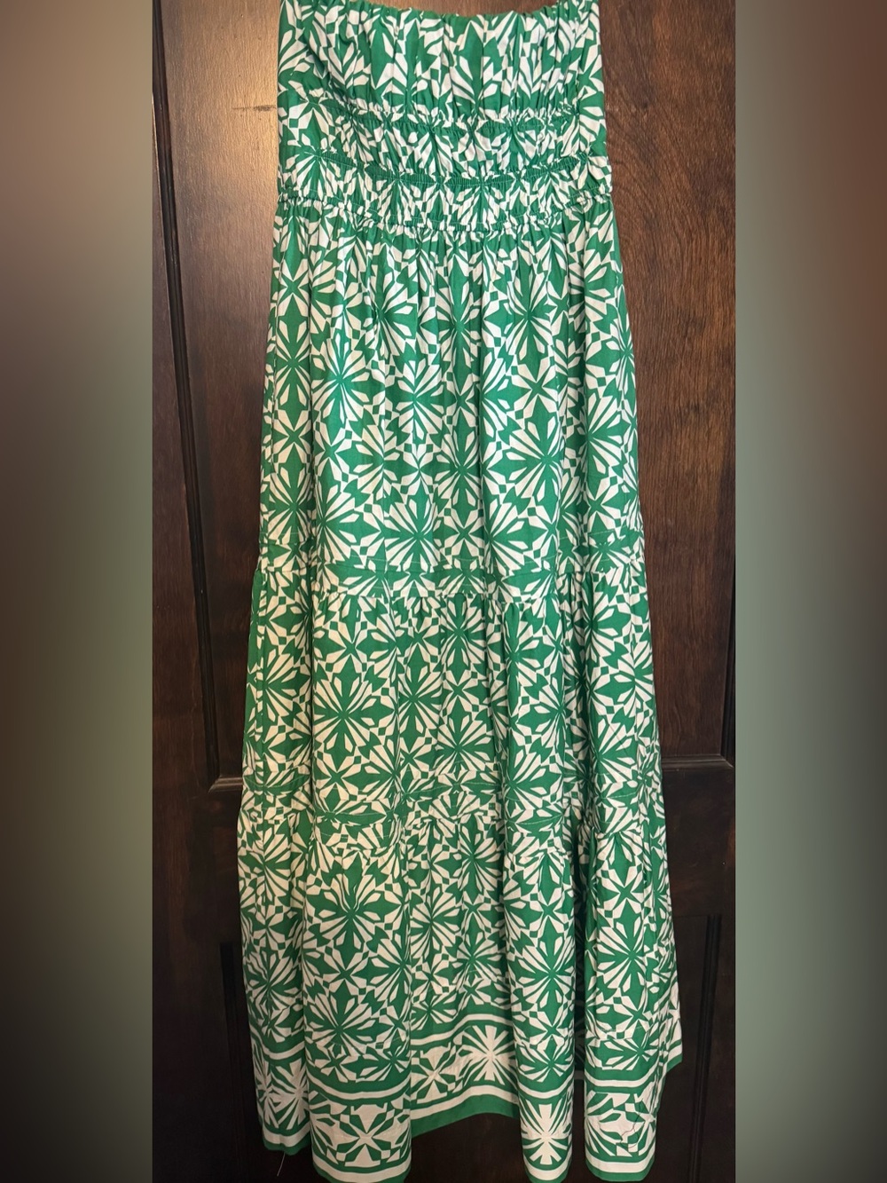 Anthropologie Somerset strapless Maxi Dress in Green & White Size XS NWT - Picture 2 of 3